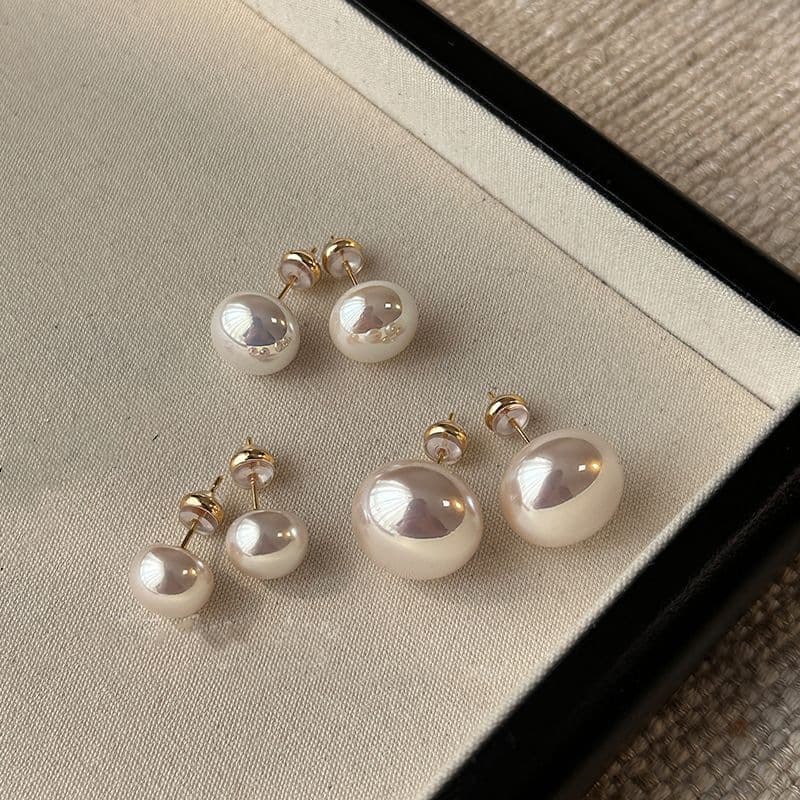 New Year's Day New Shijia Steamed Bun Pearl Earrings Women's Versatile 925 Silver Needle Earrings Milky White Pearl Earrings 1