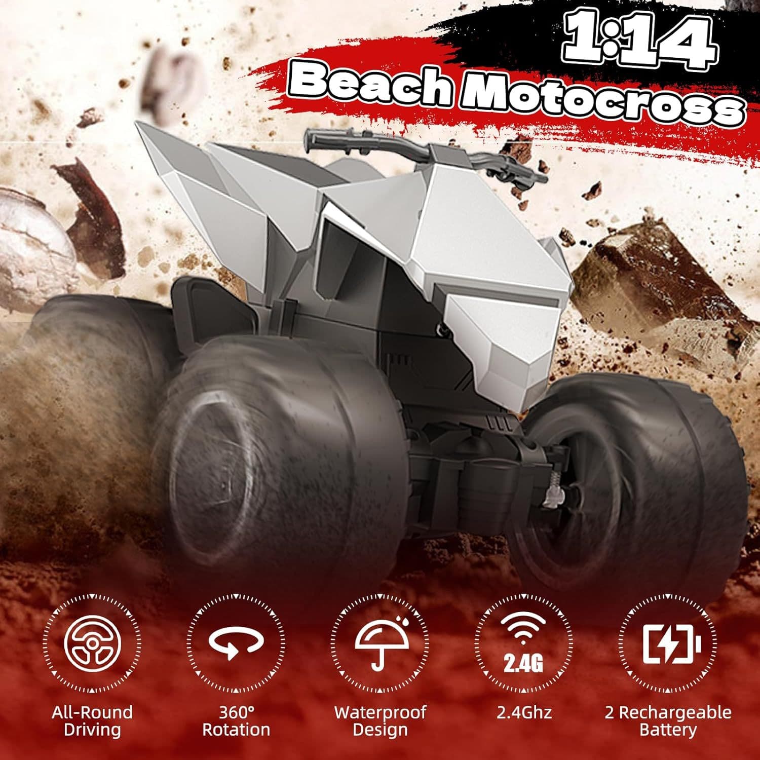 Cross-border police car, land and water remote control car, high speed, super large climbing car, off-road vehicle, drop-resistant rechargeable toy for children and boys 1