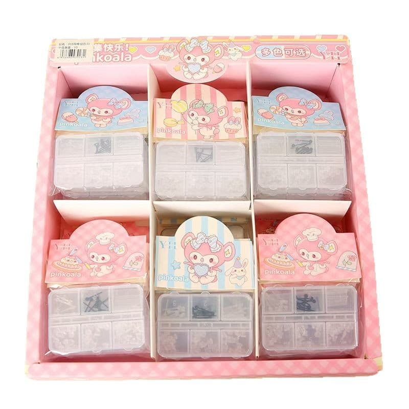Plastic ear sticks 6 compartment box set temperament personalized earrings fashionable simple student men and women anti-blocking ear needles 6