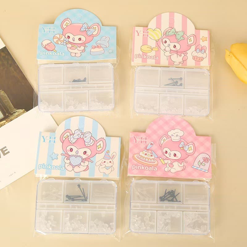 Plastic ear sticks 6 compartment box set temperament personalized earrings fashionable simple student men and women anti-blocking ear needles 8