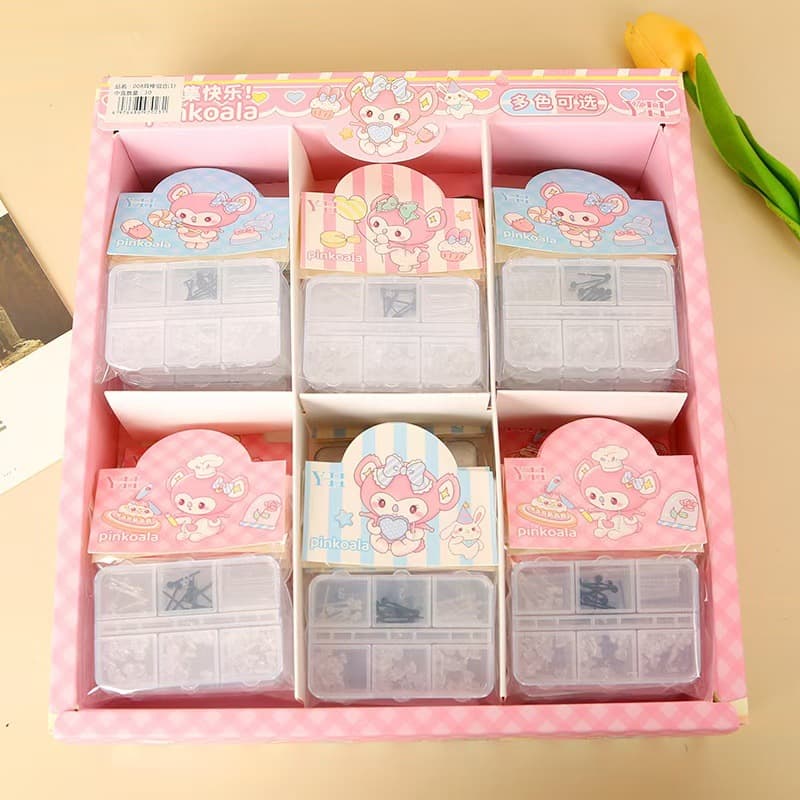 Plastic ear sticks 6 compartment box set temperament personalized earrings fashionable simple student men and women anti-blocking ear needles