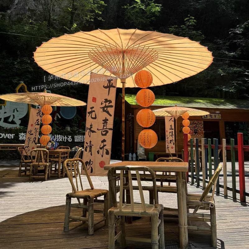 Chinese style oil paper umbrella outdoor intangible cultural heritage handmade Chinese style courtyard umbrella villa garden fireside tea making atmosphere decoration umbrella 3