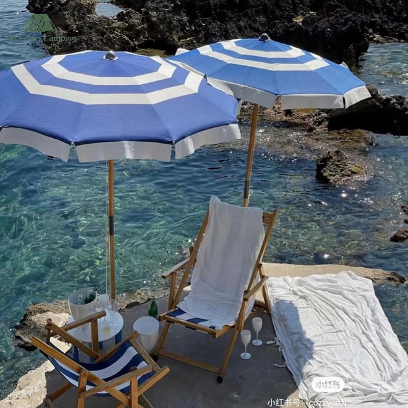 Beach umbrella, outdoor parasol, beach sun protection, striped stall, balcony, courtyard, garden umbrella, large umbrella 4
