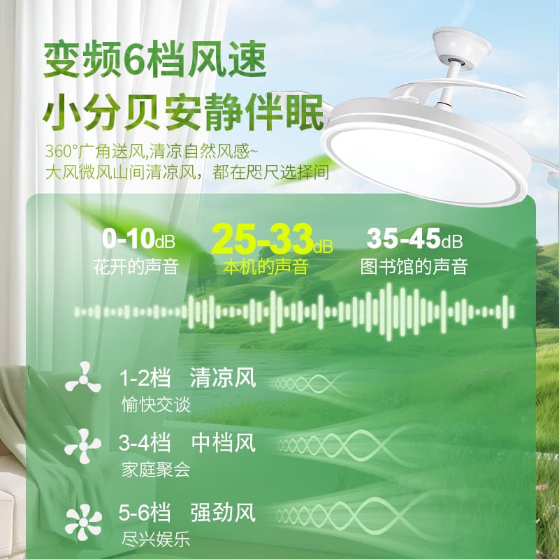 Frequency conversion fan lamp ceiling fan lamp living room restaurant modern simple 2026 new silent lamp fan integrated electric fan lamp 3