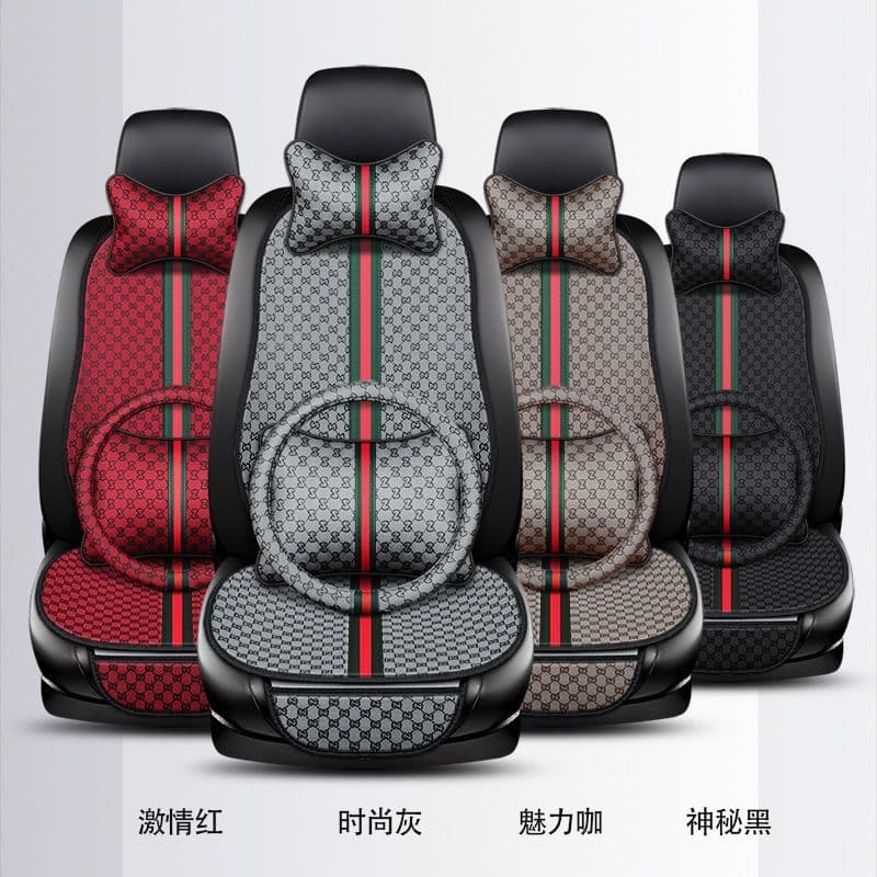 Car seat cushion summer three-piece set free of tying linen small square cushion five-seater seven-piece set universal single seat cushion for all seasons car 4