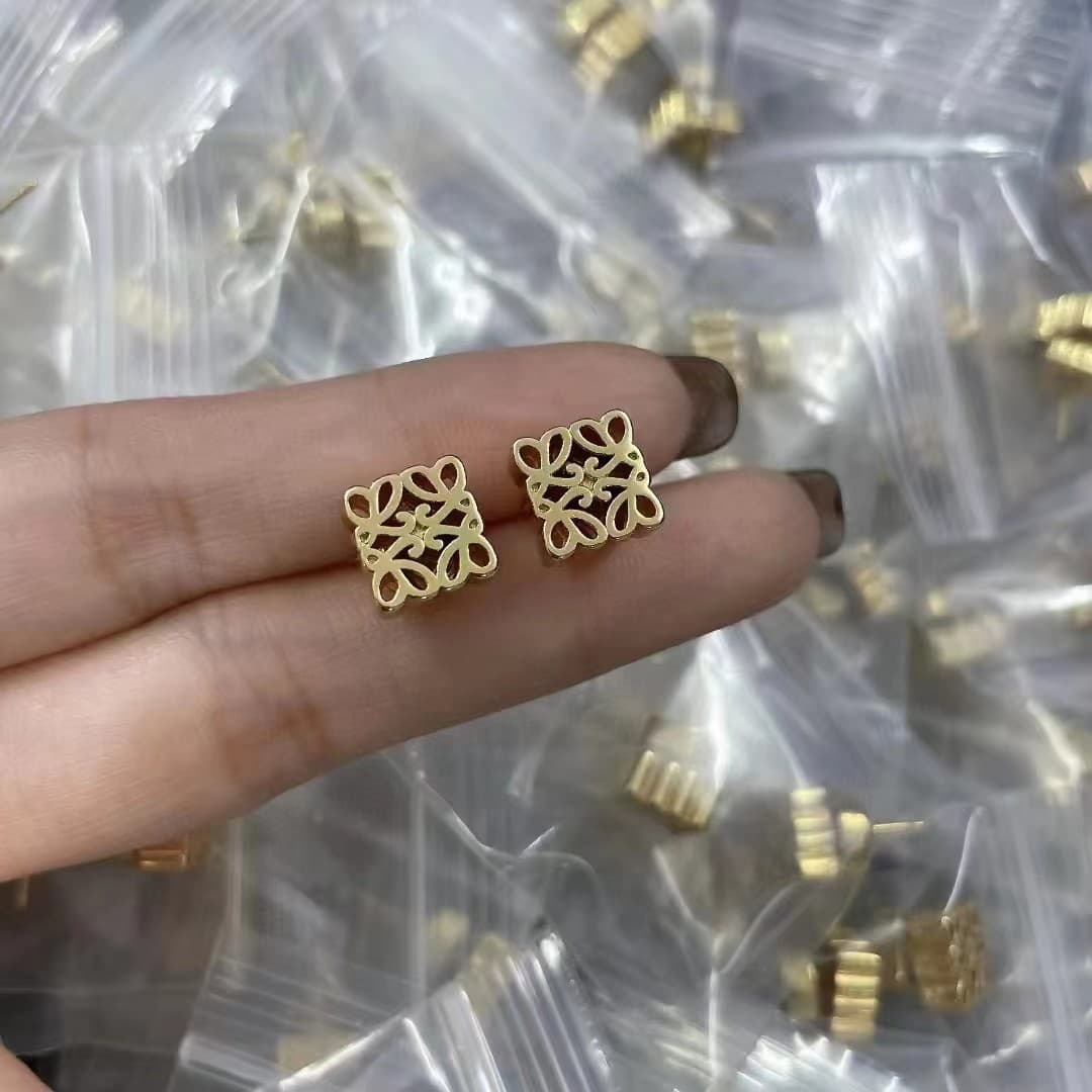 Luojia's same style brass gold-plated solid earrings, feminine, light luxury, niche design, high quality, European and American 7