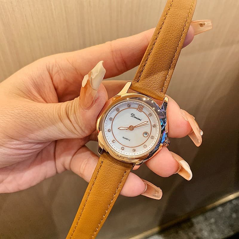 Timminy Women's Watch Fashion Quartz Rhinestone Scale Simple Temperament Belt Watch Calendar Women's Watch Factory Wholesale 1