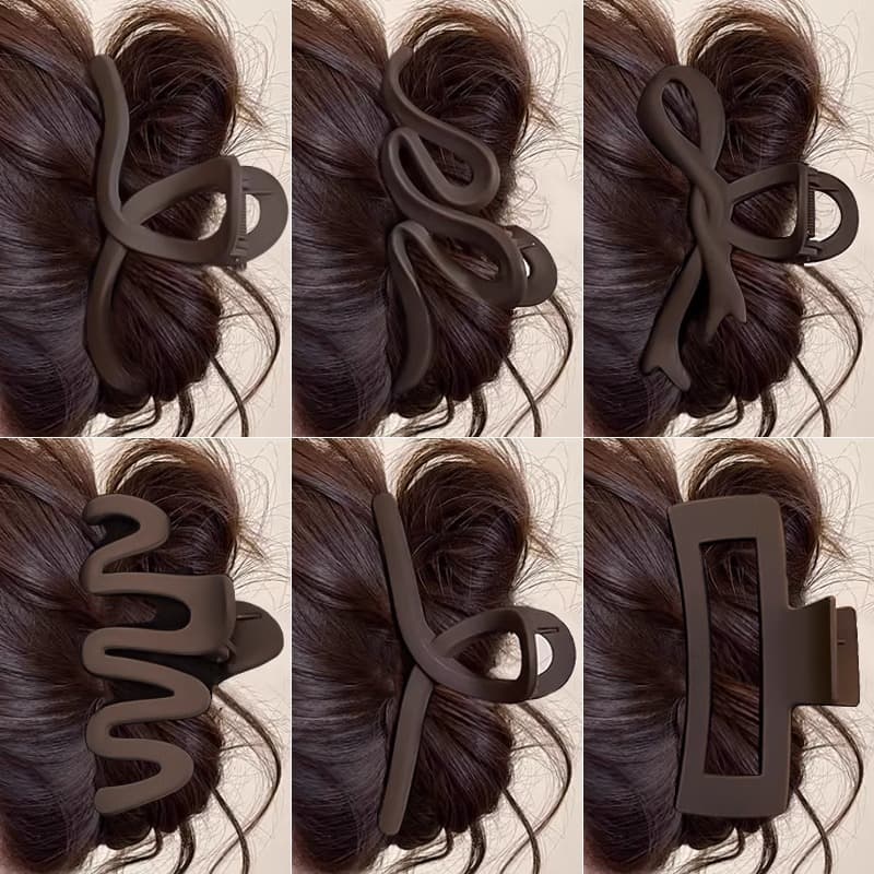 Maillard coffee-colored matte hairpin for women, high-end hairpin for the back of the head, large-volume shark hairpin headgear 1