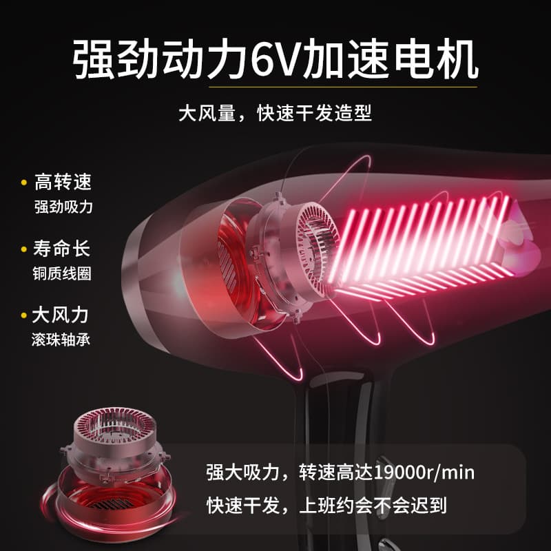 Hair dryer for dormitories, home, negative ion hair care, strong wind, barber shop special, quick-drying, high-power 3