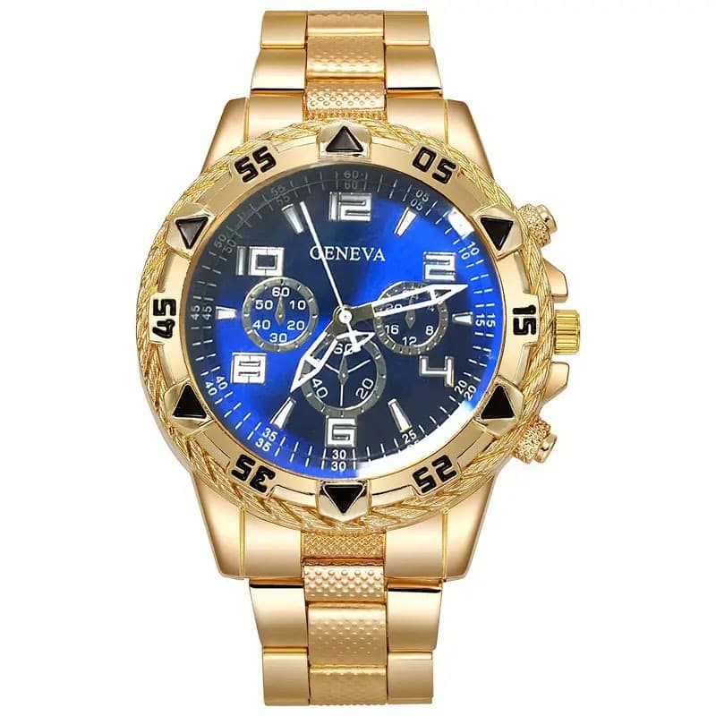 Manufacturer wholesale cross-border popular men's watch steel band quartz watch fashion blue light glass men's three-eye watch 6