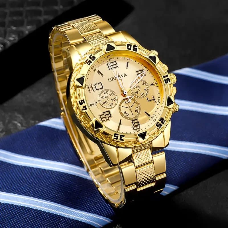 Manufacturer wholesale cross-border popular men's watch steel band quartz watch fashion blue light glass men's three-eye watch 7