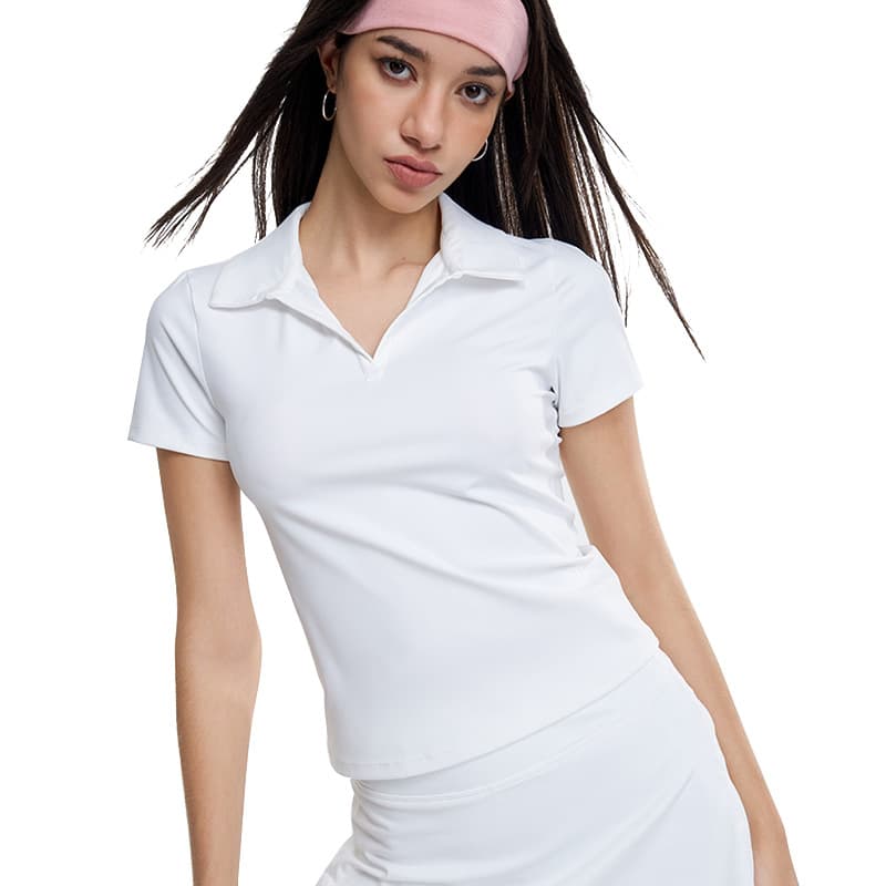 Tennis polo shirt summer outdoor running quick-drying lapel sports top women's yoga wear fitness short sleeves 6