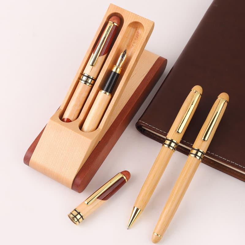 Bamboo pen fountain pen gift set wooden pen wooden ballpoint pen calligraphy graduation gift signature pen gift box engraving 4