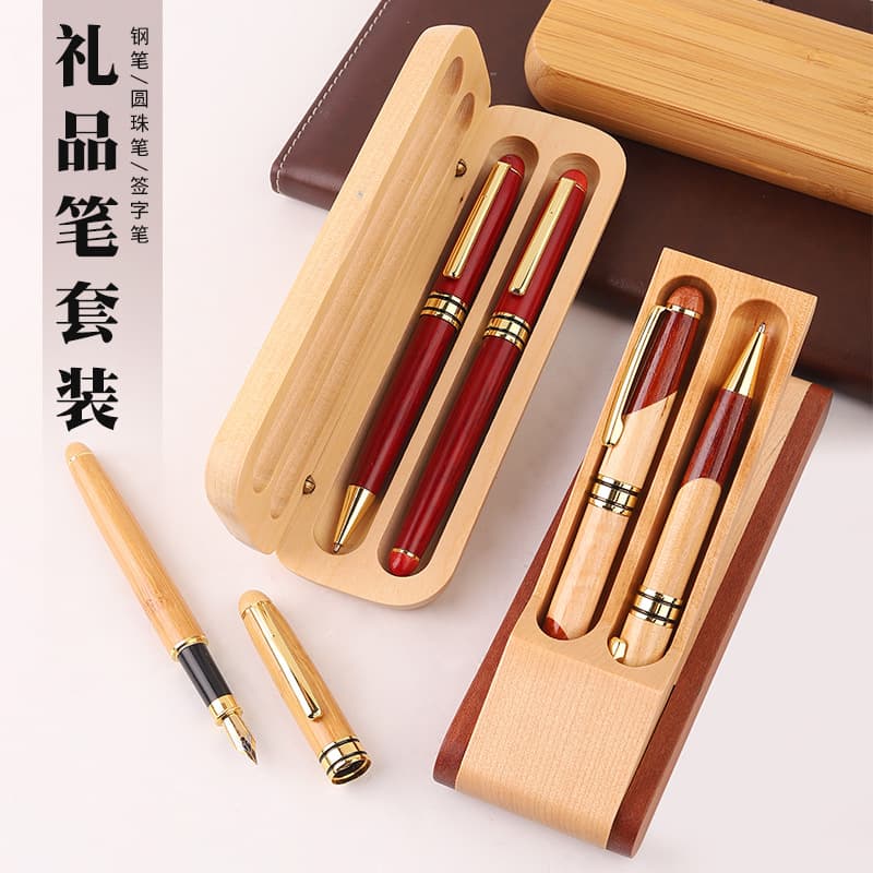 Bamboo pen fountain pen gift set wooden pen wooden ballpoint pen calligraphy graduation gift signature pen gift box engraving 1