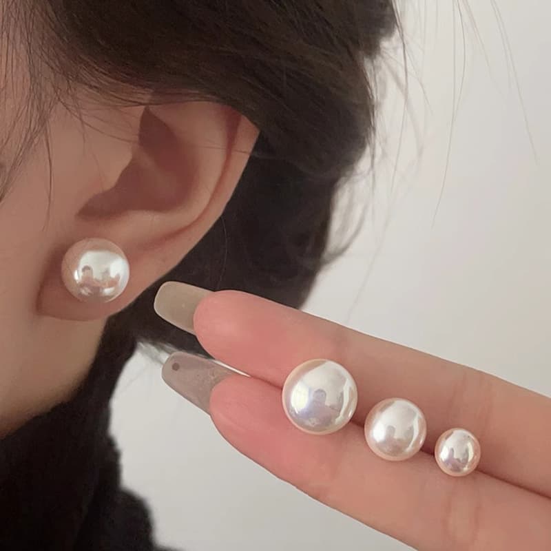 Shijia Mantou pink milky white pearl earrings for women S925 sterling silver silver needle niche high-end versatile new earrings 3