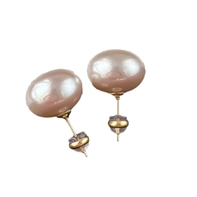 Shijia Mantou pink milky white pearl earrings for women S925 sterling silver silver needle niche high-end versatile new earrings 6