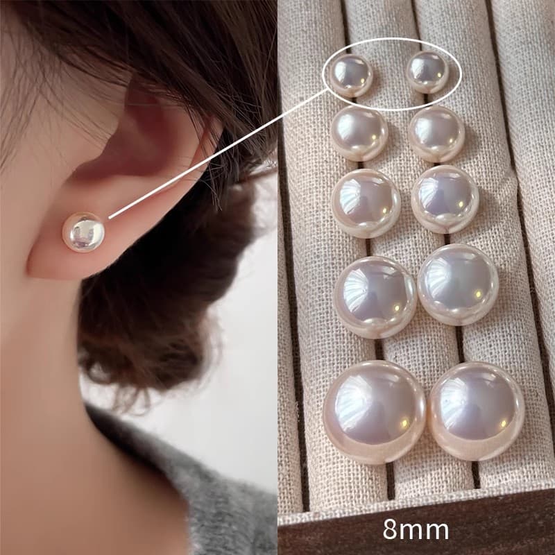 Shijia Mantou pink milky white pearl earrings for women S925 sterling silver silver needle niche high-end versatile new earrings 7