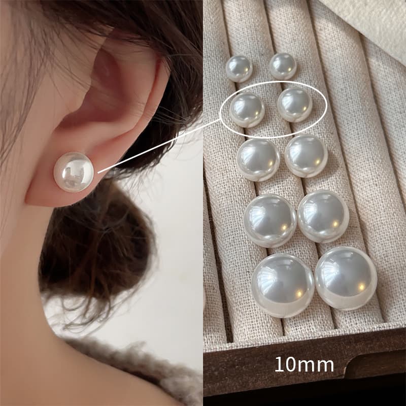 Shijia Mantou pink milky white pearl earrings for women S925 sterling silver silver needle niche high-end versatile new earrings 9