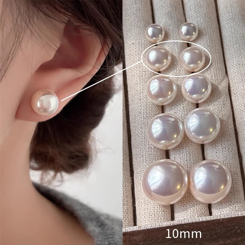 Shijia Mantou pink milky white pearl earrings for women S925 sterling silver silver needle niche high-end versatile new earrings 10