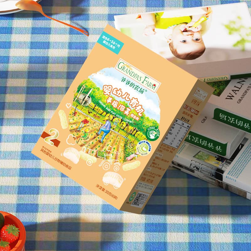 Organic finger puffs for infants and young children 30g original fruit flavor baby puffs teething snacks 5