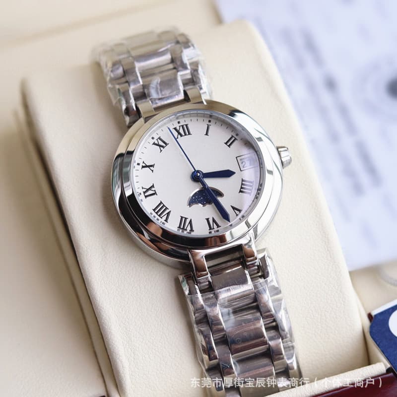 Watch for women, simple temperament, Korean style, high version, waterproof, heart and moon, niche, high-looking, moon phase and stars 30.5mm calendar 2