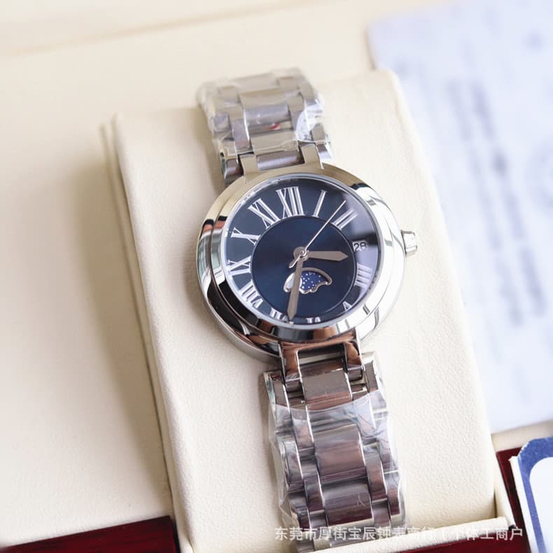 Watch for women, simple temperament, Korean style, high version, waterproof, heart and moon, niche, high-looking, moon phase and stars 30.5mm calendar 8