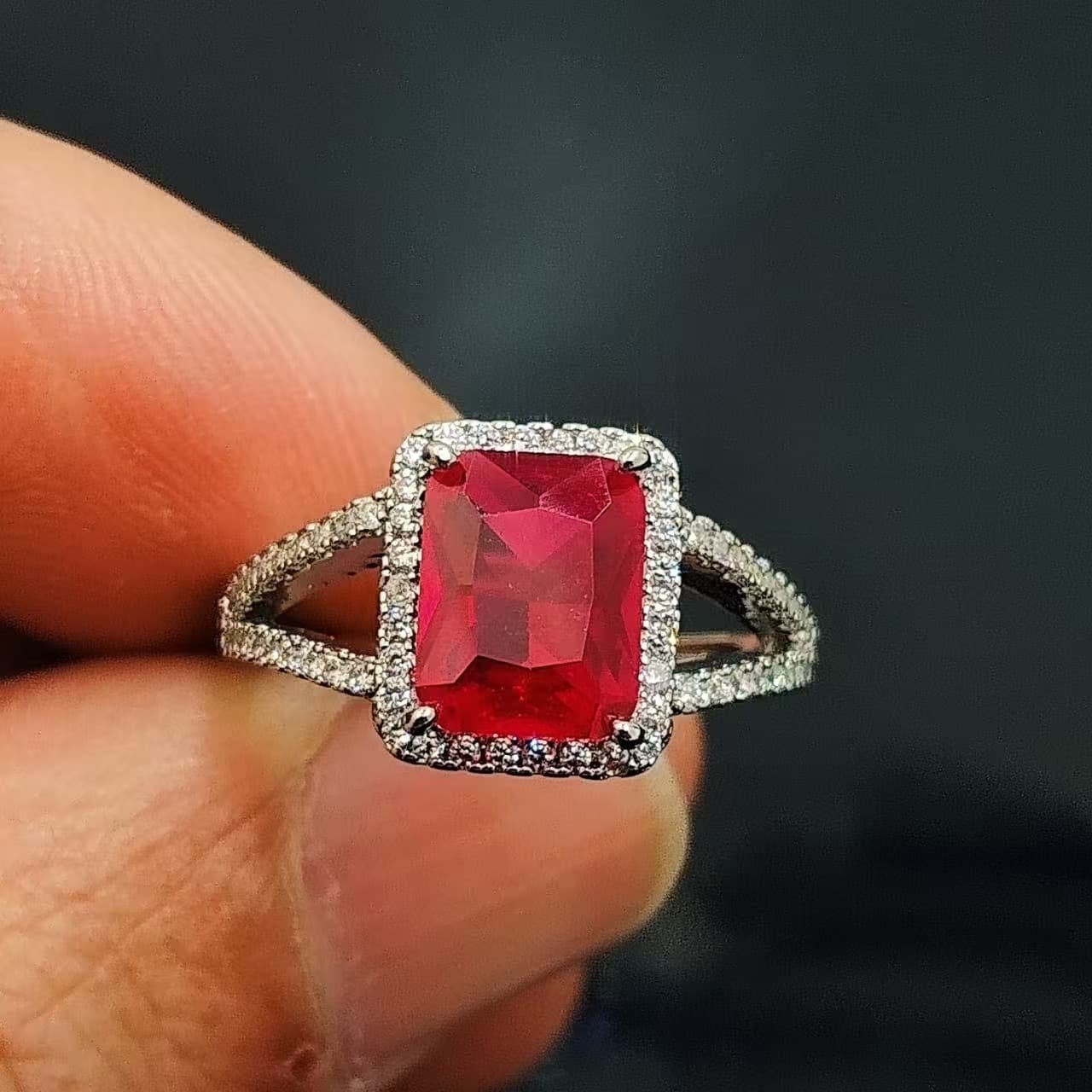 Cross-border special supply of 8*10 rectangular ruby ​​ring for women wholesale high carbon diamond ring jewelry jewelry earrings 3
