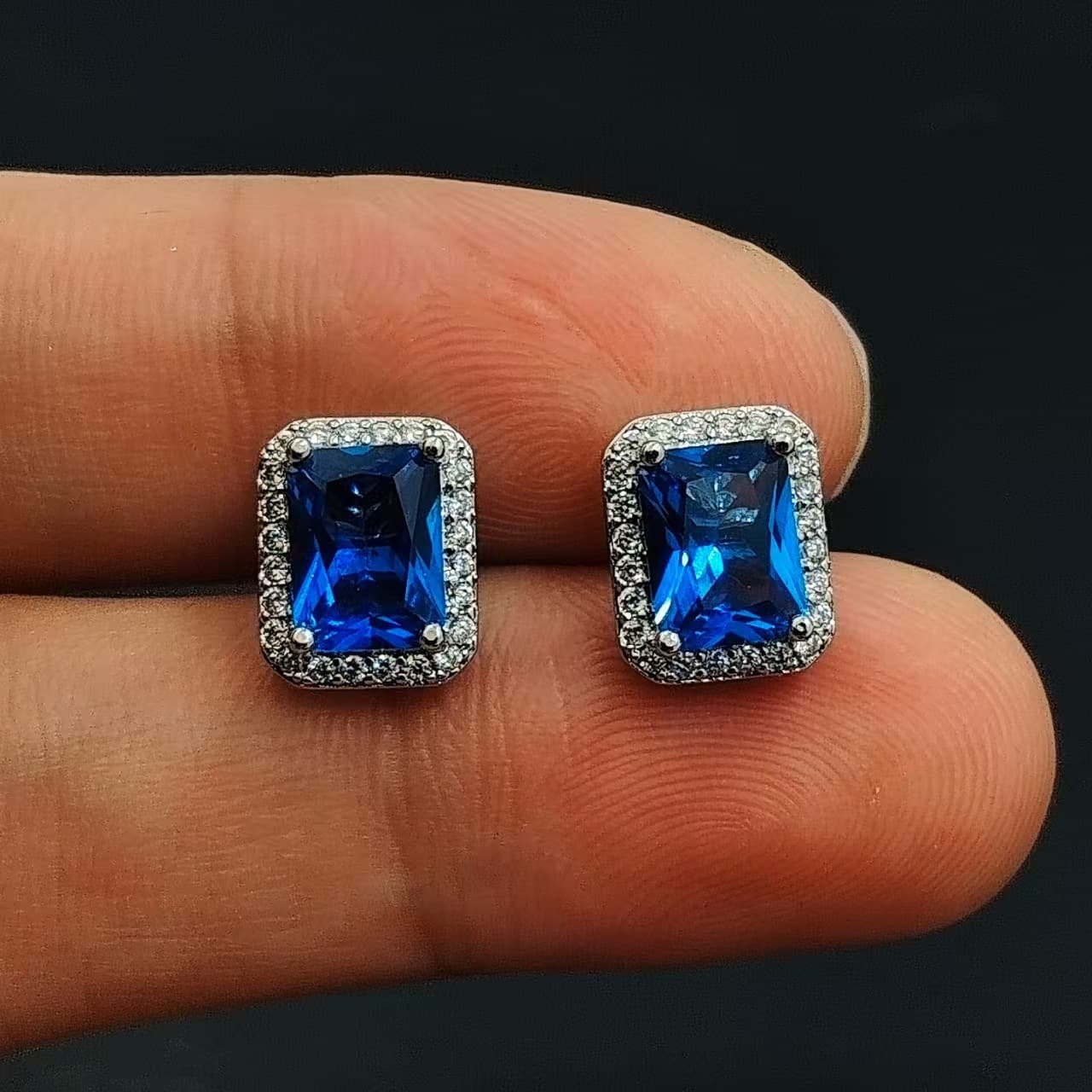 Cross-border special supply of 8*10 rectangular ruby ​​ring for women wholesale high carbon diamond ring jewelry jewelry earrings 7