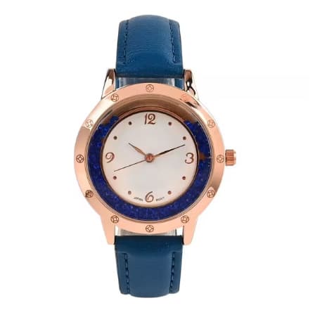 Customized women's watch waterproof quartz analog round easy to read business commuting versatile blue belt women's watch 2