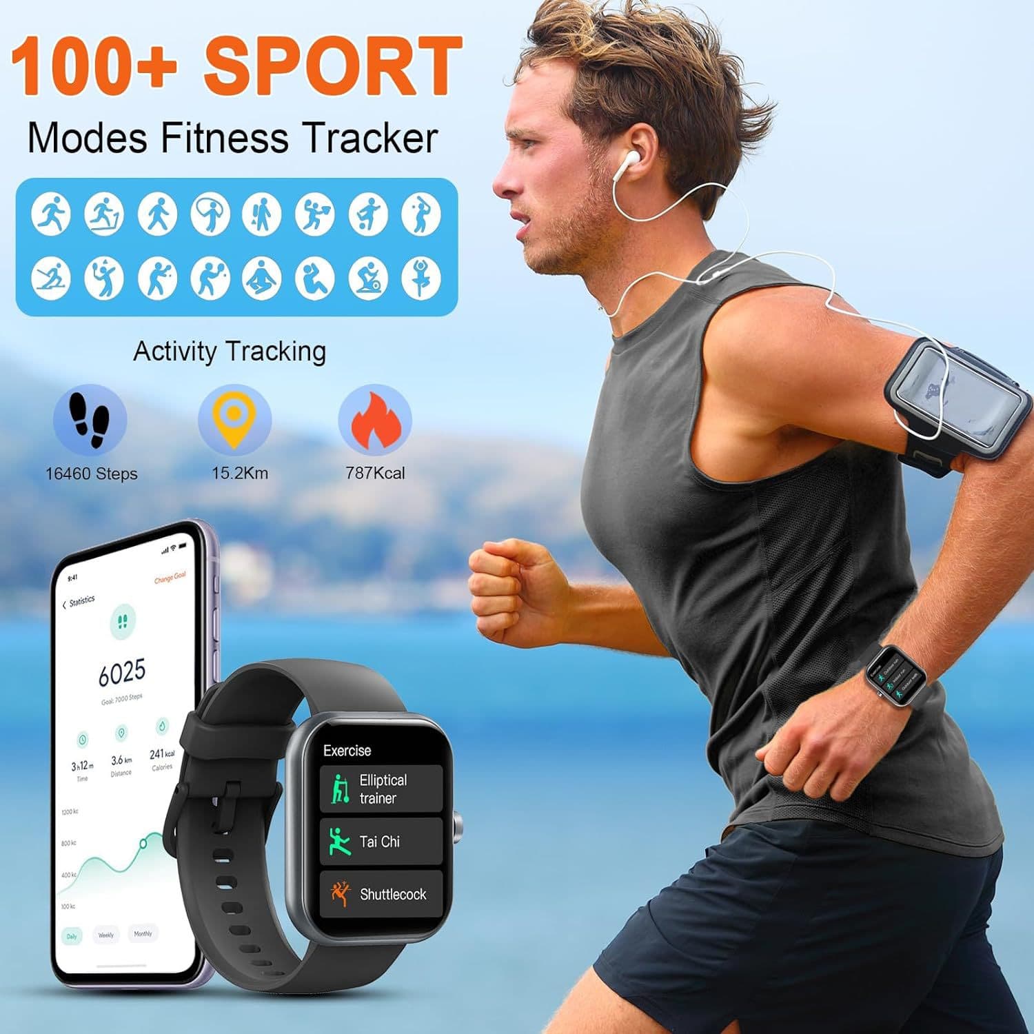 Amazon Exclusive Men's Smartwatch 1.91-inch IP68 Waterproof 110+ Sports Mode Fitness Tracker 5