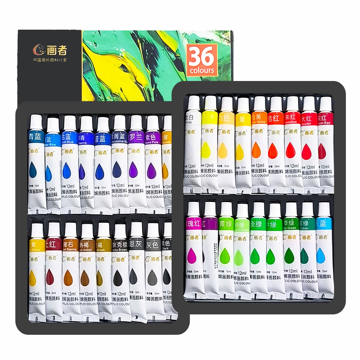 Painter 5/12ml acrylic paint set 12/18/24/36 color tube portable DIY painting art set 6
