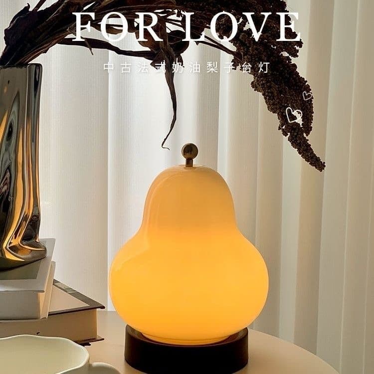 Medieval cream style table lamp home bedroom bedside lamp romantic night light retro pear lamp bedside atmosphere 1