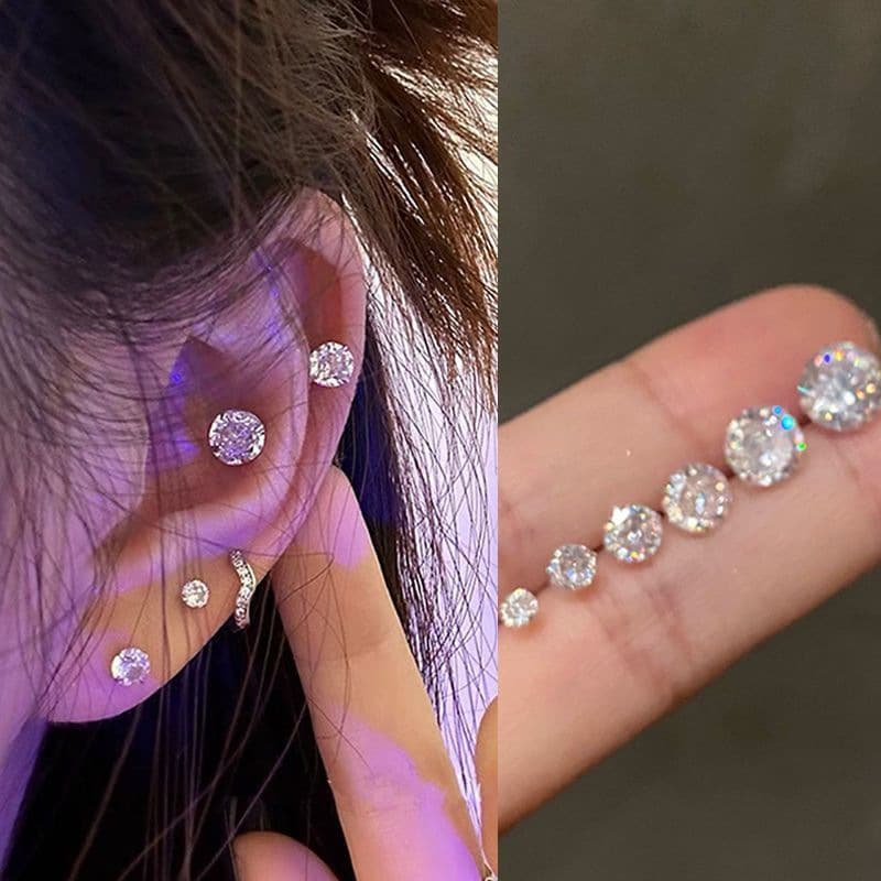 S new jewelry earrings for women, zircon super flash earrings for women, niche design, no need to remove cochlear small ear bone nails for piercing ears 3