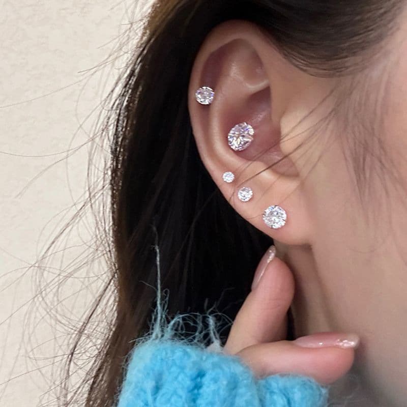 S new jewelry earrings for women, zircon super flash earrings for women, niche design, no need to remove cochlear small ear bone nails for piercing ears 4