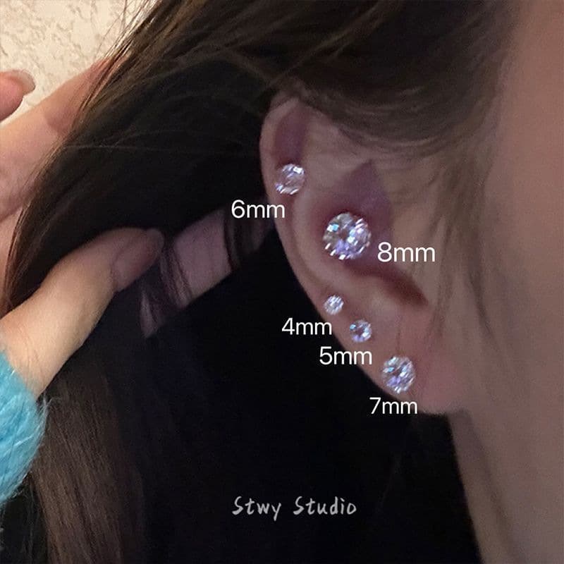 S new jewelry earrings for women, zircon super flash earrings for women, niche design, no need to remove cochlear small ear bone nails for piercing ears 5