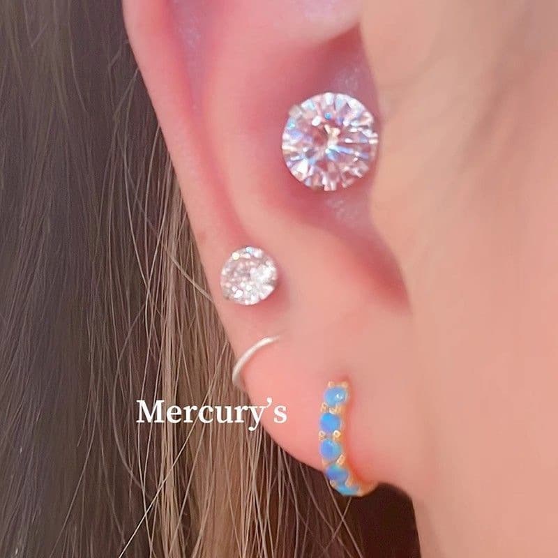 S new jewelry earrings for women, zircon super flash earrings for women, niche design, no need to remove cochlear small ear bone nails for piercing ears 6