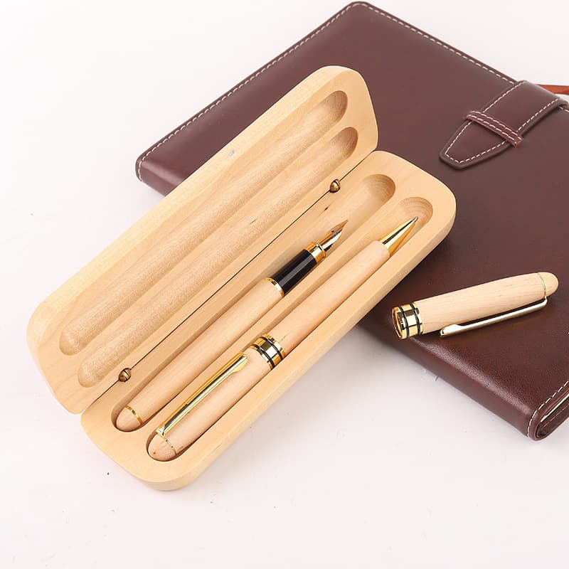 Bamboo wood fountain pen ballpoint pen pen gift box set can be engraved with logo retro advertising gift solid wood pen wholesale 8