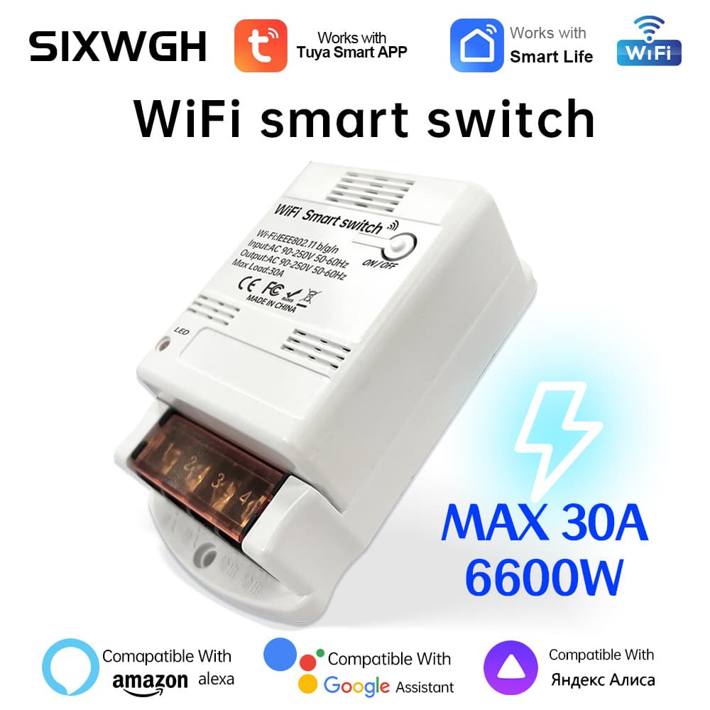 Tuya WiFi switch 30A high power water pump mobile phone APP switch timing voice control smart home 2