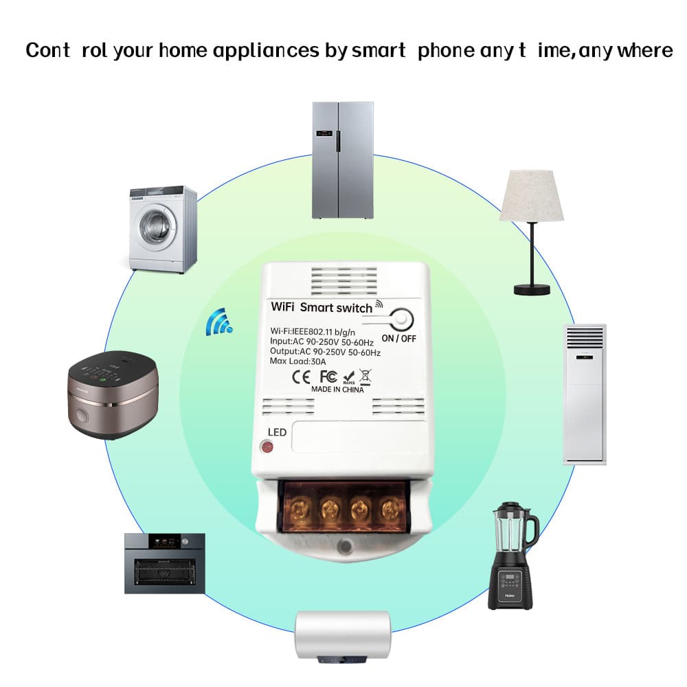 Tuya WiFi switch 30A high power water pump mobile phone APP switch timing voice control smart home 3