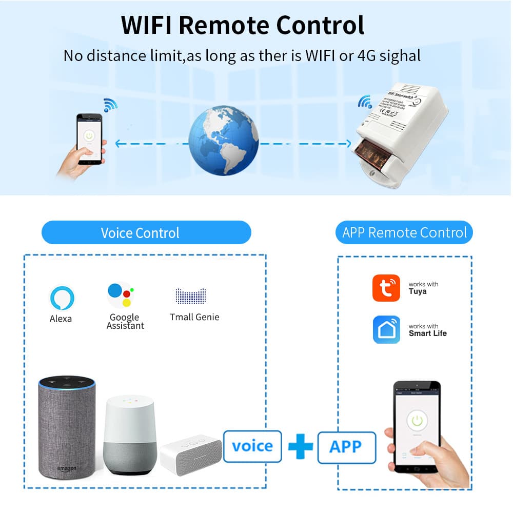Tuya WiFi switch 30A high power water pump mobile phone APP switch timing voice control smart home 4
