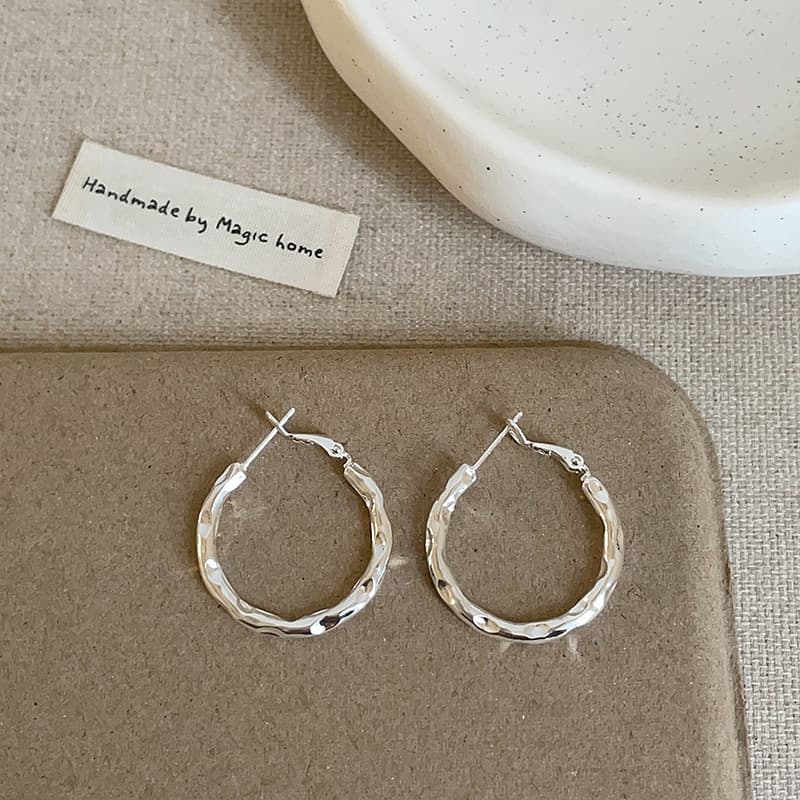 Cold style simple pleated metal earrings for women niche high-end personality fashion temperament versatile earrings and earrings 7
