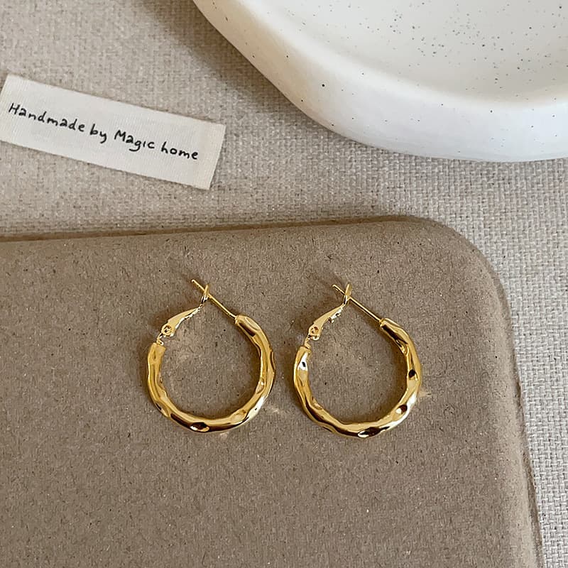 Cold style simple pleated metal earrings for women niche high-end personality fashion temperament versatile earrings and earrings 8
