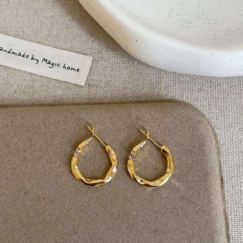 Cold style simple pleated metal earrings for women niche high-end personality fashion temperament versatile earrings and earrings 10