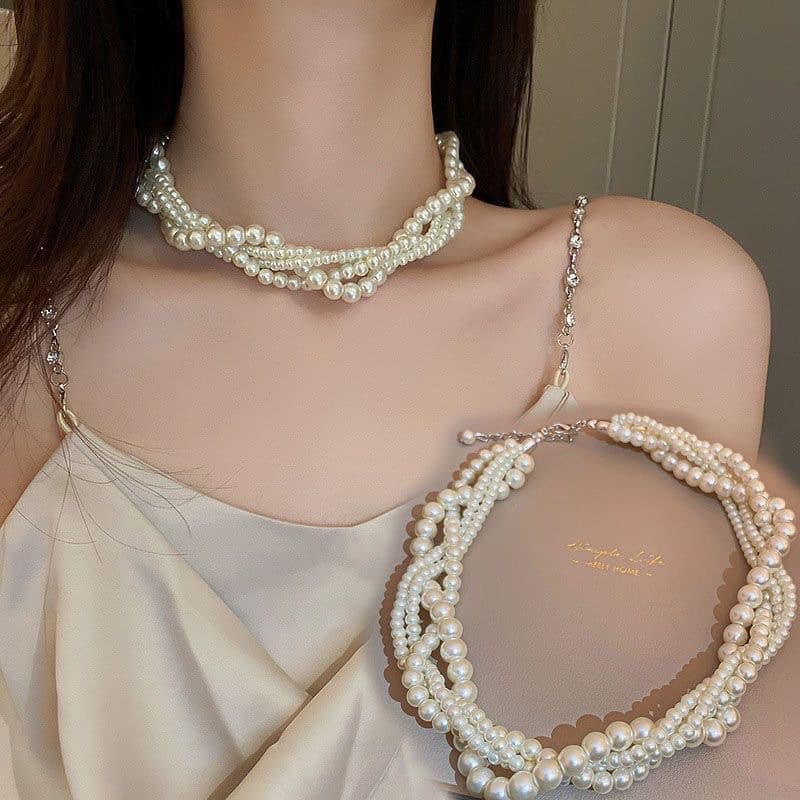 2025 New Pearl Necklace Fashion Simple Sweater Fragrance Necklace Temperament Multi-Layered Collarbone Necklace 10