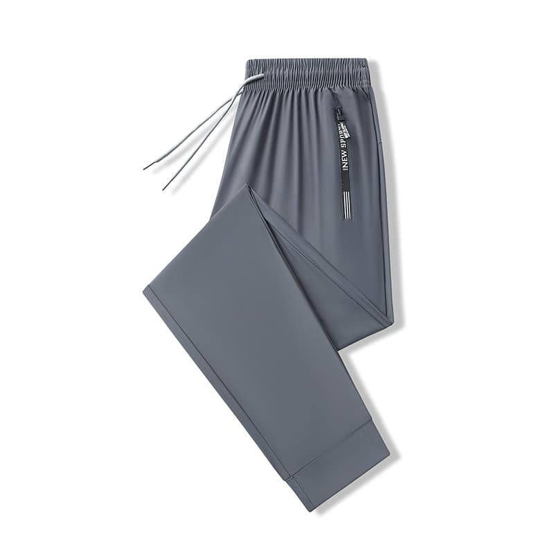 Ultra-thin pants, summer leg-tie men's ice silk pants, breathable casual pants, sports pants, quick-drying pants, men's stretch straight large size 9