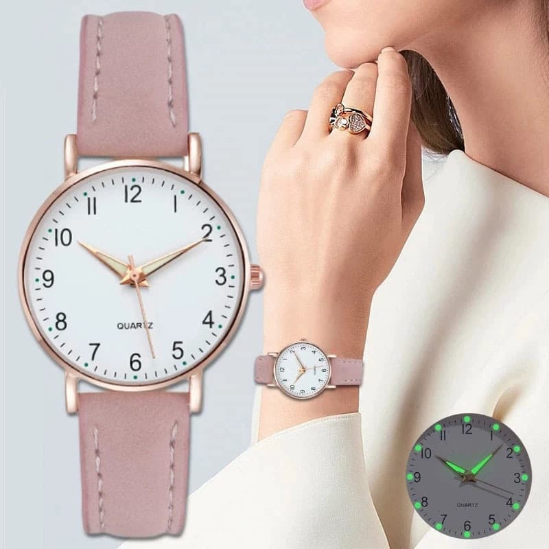 Female student fashion luminous pointer watch small fresh frosted leather casual watch simple digital quartz watch wholesale 2