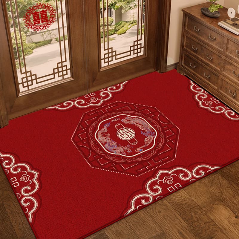 Happy word carpet door mat, entrance door, wedding door mat, entrance door mat, Chinese style wedding room, festive bedroom customization 3