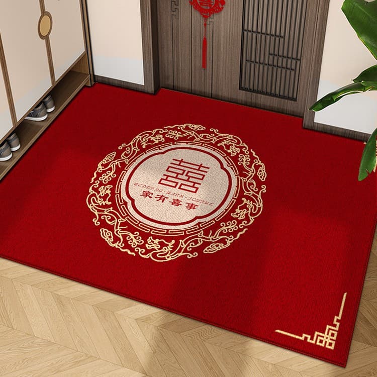 Happy word carpet door mat, entrance door, wedding door mat, entrance door mat, Chinese style wedding room, festive bedroom customization 9