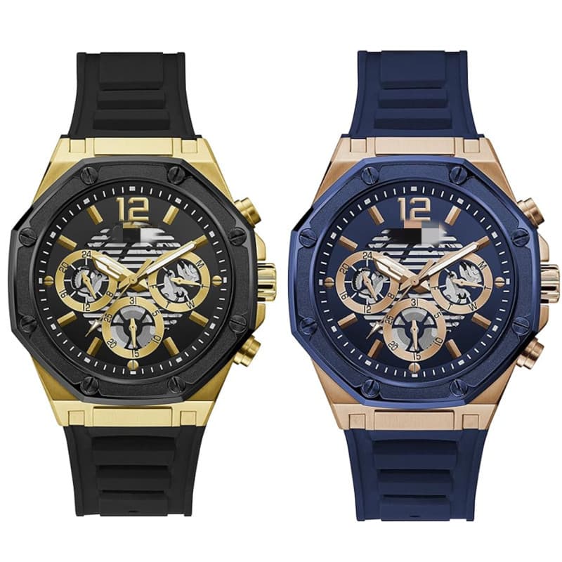 Manufacturer wholesale foreign trade cross-border guesskan GS silicone analog black dial men's watch-Gw0263G4 2