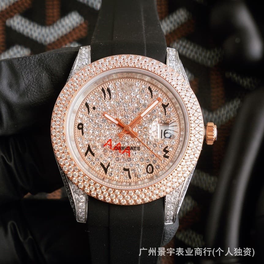 Foreign trade full-diamond fully automatic mechanical watch men's luxury diamond-encrusted Middle Eastern Hao Shi Gypsophila Laojia watch mechanical watch 9